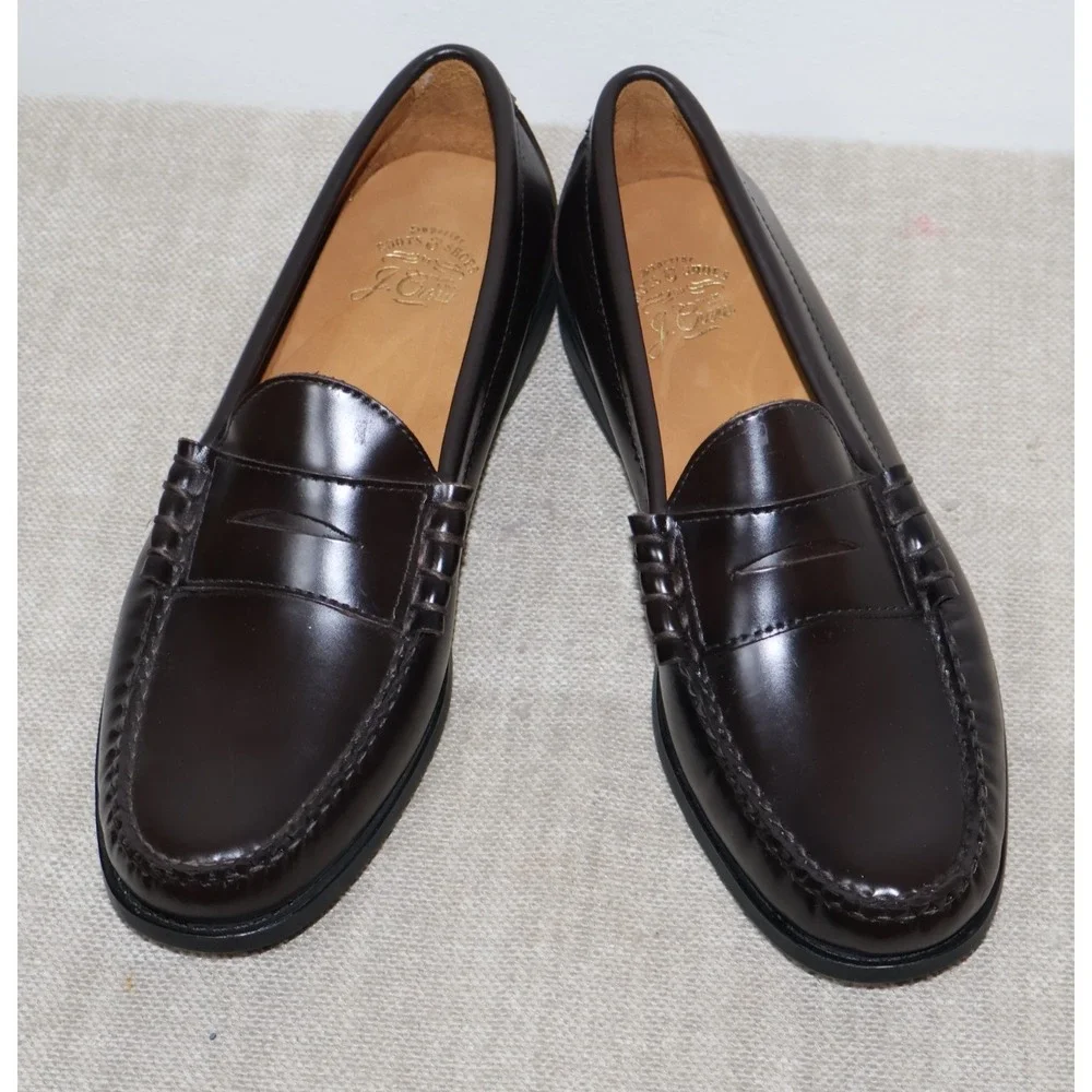 J.Crew Superior Boots & Shoes Penny Loafer Men Size 8 Black Preppy Leather AV166